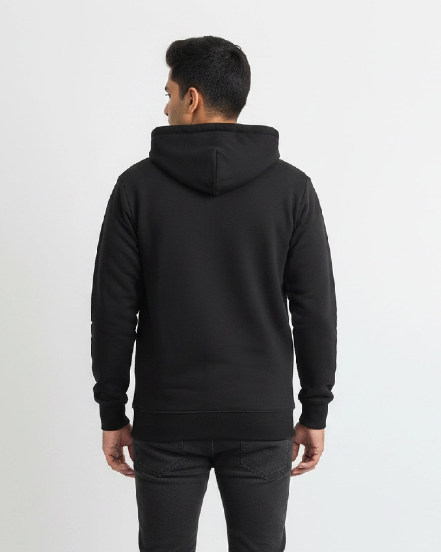 Zipper Black Hoodie Men