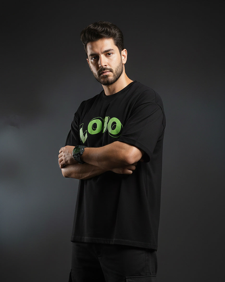 Printed Oversized Black T-Shirt