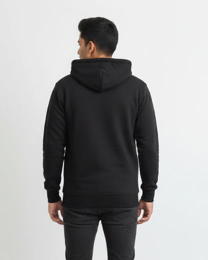 Zipper Black Hoodie Men