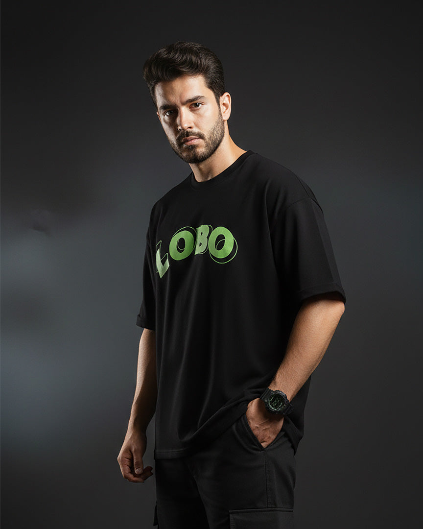 Printed Oversized Black T-Shirt