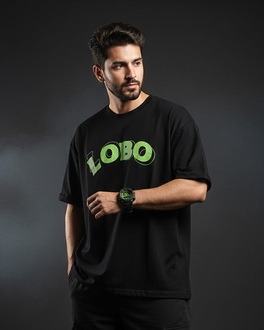 Printed Oversized Black T-Shirt